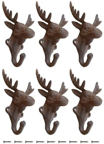 Wandgarderobe ELK, rustikal, 6 Stück Kleiderhaken