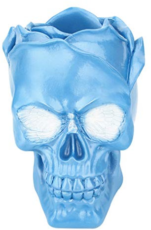 YJZQ Pot à Crayon Rétro Crâne Humain Halloween Boîte de Rangement Tête de Mort Décorations du crâne pour Table Bureau Maison