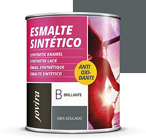 JOVIRA PINTURAS Esmalte Sintético Antioxidante. Esmalte directo sobre oxido. Para la protección y decoración de superficies de madera, hierro y acero. Brillante (750 Mililitros, Gris Azulado)