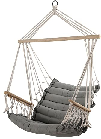 ALEOS. Design Hängesessel Maly-Indoor Hängekorb Schwebesessel Stoffsessel mit extrem gemütlichem Sitz Kissen 6cm dick inkl. Armlehnen (ohne Hängesesselstell)