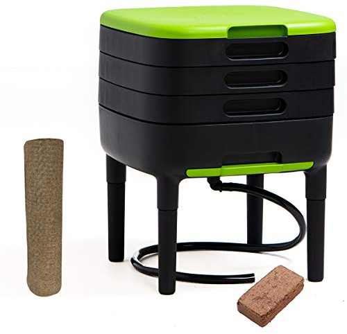 WormBox TinyWorm Design & Compact I 3-Etagen-Wurmkomposter I Komplett-Set I Schublade I Kunststofffüße