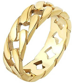 Stfery Vintage Rings, Men Wedding Ring Titanium and Chainsaws Unisex Couples Engagement Rings Set Gold, V 1/2
