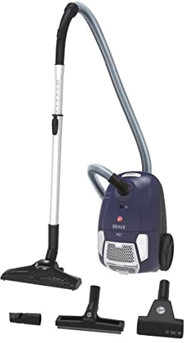 Hoover Brave Bodenstaubsauger mit Beutel/Mini-Turbo-PET-Düse Tierhaarentferner/Für alle Bodenarten / 700 W / 79 dBA/Beutelkapazität 2,3 l/Arbeitsradius 7,5 m/Modell: BV60PET 011