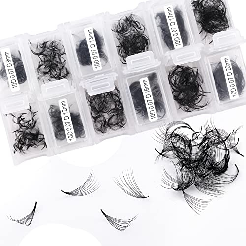 10D Gefächerte Volumen Wimpern 1200 Pcs Fertig Fächer Wimpernverlängerung C Curl 0.07mm 9-20mm Mixed Länge spitze Basis Wimpern Extensions Volumen Wimpern Fertige Fächer(1200-10D-0.07-C-920)