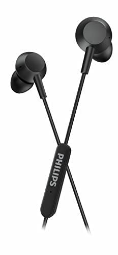 PHILIPS TAE5008BK/00 Auriculares Intrauditivos con Micrófono | Conector USB-C | Cable de 1,2 m | Control Remoto de 3 Botones | Auriculares de 3 Tamaños | Ajuste Cómodo | Negro (Black)