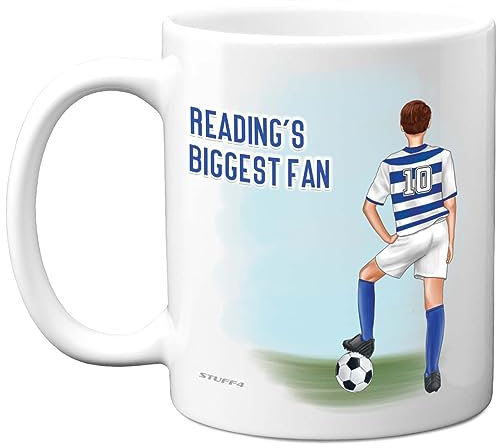 Football Mug Gift for Reading Fans - Footy Biggest Fan - Happy Birthday Mugs Present Gifts for Son Dad Brother Uncle Colleague Friend Cousin, 11oz Ceramic Dishwasher Safe Coffee Tea Cup