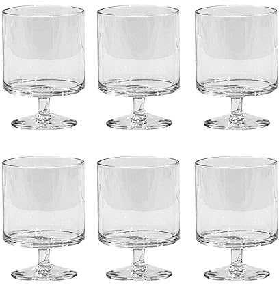 TarHong Juego de 6 copas de vino apilables, plástico premium, inastillable, para interiores y exteriores, 9.5 onzas, transparente