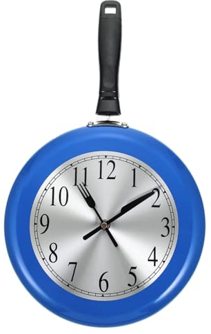 GRIRIW Pans Nonstick Retro Watch 1 Set Pan Wall Clock Hanging Clock Wall Clock Frying Pan Metal Frying Pan Clock Kitchen Clock Roman Creative Wall Clock Retro Decor