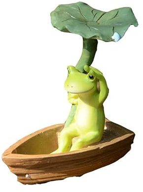 Gemmia Miniatur-Feengarten Frosch Figurine- Wartende Mama Frosch auf Boot