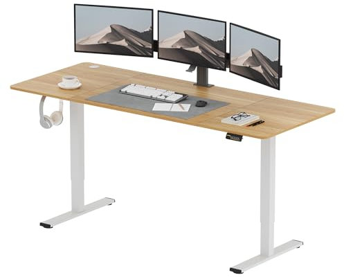 SANODESK Höhenverstellbarer Schreibtisch 200x80 cm, Schreibtisch Höhenverstellbar Elektrisch Ergonomischer Steh-Sitz Tisch Computertisch mit Memory-Funktion(Ahorn)
