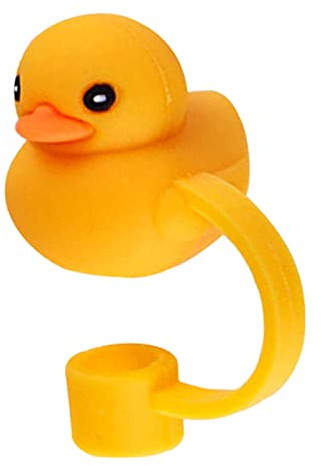 Cute Cartoon Yellow Duck Straw Silicone Straw Plug, Straws Decorative Cap Staw Tips Bottle Accessories Kitchen Utensils and Gadgets（10mm）