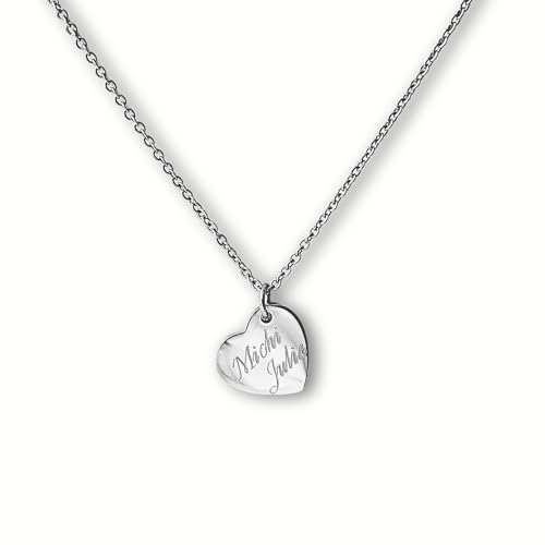 Halskette Damen | Herz Kette mit Gravur | personalisiertes Geschenk für Frauen | wasserfester Edelstahlschmuck | Namenskette | Buchstabenkette (Silber)