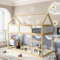 AYOROF Etagen-Kinderbett 90 * 200 cm, Hausbett mit Treppe, niedriges Etagen-Einzelbett für 2 Kinder, Etagenbett Holzbett Jugendbett Kinderhochbett Bettgestell Bett (Holzfarbe)