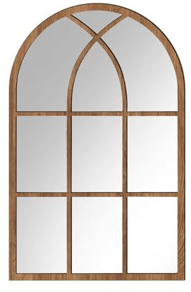 Fenteer Miroir Fenêtre Courbée, Miroir Mural Design pour Embellir Votre Intérieur, Brun