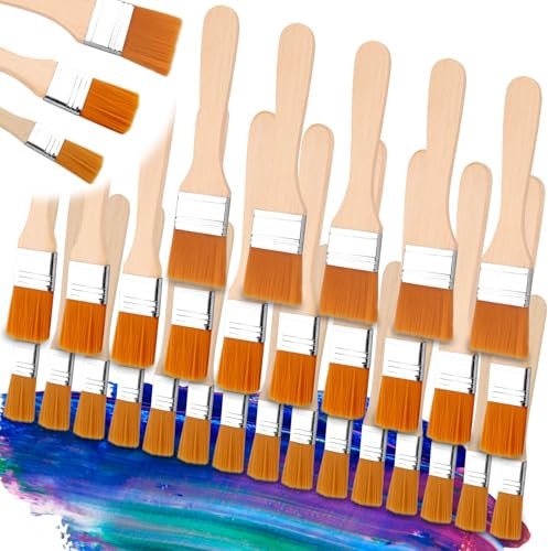 30 Pieces Flat Brush Set Paint Brush Bristle Brush Set Paint Supplies Glaze Brush Paint Brush for Varnishes Wall Paint Chalk Paint Art Painting Supplies Oil Painting Watercolour Dust DIY
