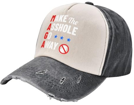 Zdlwaisw Yifhdes Make The Asshole Go Away Baseballkappe, Cowboyhut, Denim-Kappe, dunkelroter Hut für Herren und Damen, schwarz / weiß, Einheitsgröße