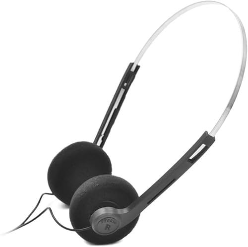 Black Retro Over-Ear Earphones, Hi-Fi Stereo Earphone, Mini Stereo Lightweight Headphones with Cord, 80s 90s Vintage Headset Wired,Headphone, for Most Mobile Phones Playback Pevices