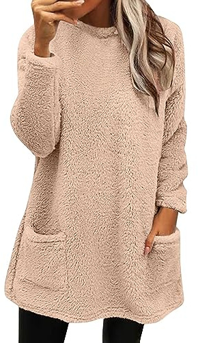 Manteau d'hiver pour Femme, Veste Ample en Laine, Pull à Manches Longues avec Poches Veste d'intérieur Femme