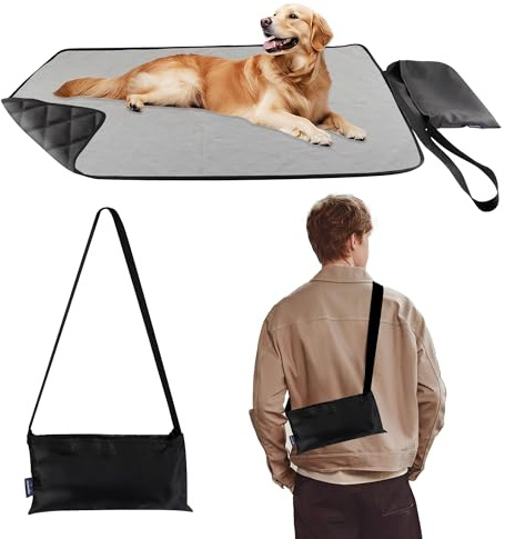 ACUSHLA Pet Blanket 100 x 70 cm Waterproof, Cat & Dog Mat, Warming Blanket, Camping & Indoor Use, Travel Blanket, Foldable, with Bag, for Pets (Grey)