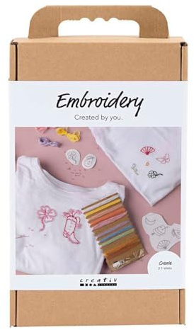 Creativ Company Stickerei Bastelset weißes T-Shirt DIY Mode Set