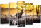 Feeby. Leinwandbild - 5 Teile - Bilder, Wand Bild, Wandbilder, Kunstdruck XXL, 5-Teilig, Typ A, 150x100 cm, Hirsch, Tiere, HÖRNER, Wald, Natur