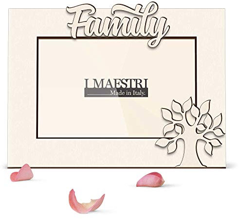 Cornice portafoto in legno 15x20 Family con albero della vita - Made in Italy - I MAESTRI