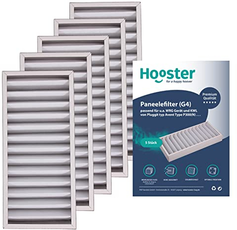 Hooster 5 Stück Filter passend für Pluggit Avent P300(N) P 300 (N) | Filterklasse G4 (grober Staub etc.) | Alternative zu Pluggit APFG4-300