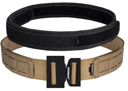IDOGEAR Taktischer Gürtel Molle 2 Zoll Kampfgürtel mit 1,75 Zoll Innengurt Schnellverschluss Hochleistungsgürtel Lasergeschnittener (Small for waist 76-86 cm, Coyote Brown)