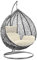 Rattan Swing Egg Chair with Stand Outdoor Indoor Garden Patio Hanging Egg Chair with Cushion (Grey Egg Chair & White Cushion)