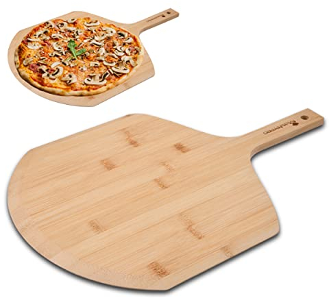 MasterPro Foodies| Tabla de Cortar para Pizzas | Tabla de Bambú | Dimensiones 40 x 28 x 1 cm | Tabla de Madera Resistente | Corta tus Pizzas de Manera Segura y Cómoda