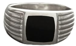 Man Signet Ring, Men Sterling Silver Jewelry, Black Onyx Cushion Stone, Father's Day gift, Valentine's Day idea (Ring size: 8, Gift-Wrapping: Free)
