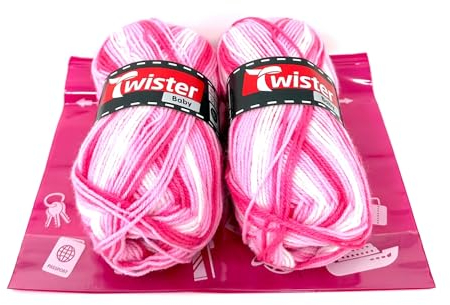 Camtiac Twister Baby Babywolle Häkelgarn Strickgarn Farbe: Rose color-90 2x50g