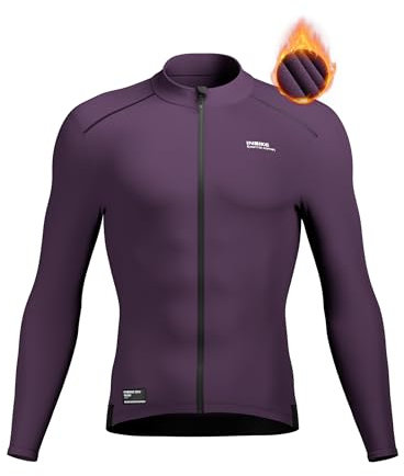 INBIKE Maglia Ciclismo Invernale Uomo Giacca Ciclismo in Pile Giacca Bici da Strada Antivento Termico Silm Fit per MTB Bici Running e Vita Quotidiana Viola,M