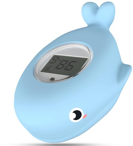BabyElf Badethermometer für Neugeborene, Raum- und Badethermometer, schnelle und genaue Wasserablesung mit lautlosem Alarm, digitales schwimmendes Badewannenthermometer