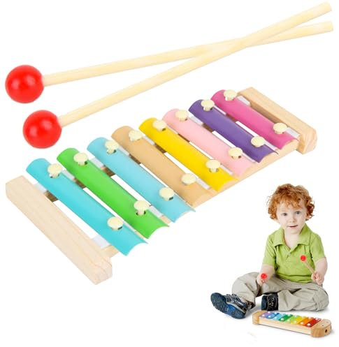 Xylophon, Xylophon Kinder, Glockenspiel, Glockenspiel für Kinder, Holz-Glockenspiel Set, mit 2Glockenspiel Schlägel Bunt Xylophon, Baby Schlaginstrument, Fördert Musikalische Früherzie& Kreativität