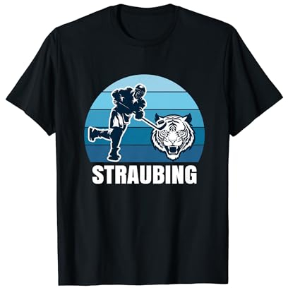 Straubing Eishockey Fan T-Shirt – Tiger T-Shirt für Damen und Herren, Schwarz, S, Crew Neck, Halbarm, Polyester 100%