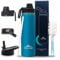 Rensinnoal Insulated Water Bottle 700ml Leakproof Stainless Steel Thermo Mug with Straw Double Vacuum Water Bottle (Light Blue)