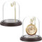 JUXYES 2 Stück klare Uhrenglocke mit Haken, Kuppelglocke mit Haken mit Holzsockel, Glaskuppel, Glocke, Terrarium, staubdichte Glasglocke, Glocke für Uhren-Ornamente