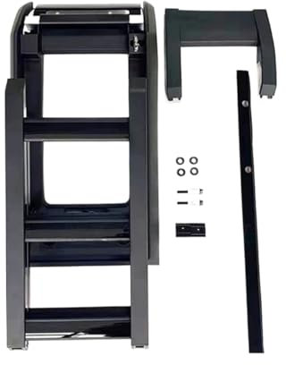 KZXYZL Compatibile con Defender 110 2020-2024 L663 Scala di accesso laterale pieghevole stile OE nera/argento(110 Bright Black)