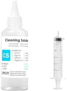 PrecisGear 100 ml Universal Reinigungsflüssigkeit für Sublimation Pigmentfarbstoff Kunstpapier Tinte Wasserbasis Tinte Druckkopfdruckteile Reiniger(100ml and Tool)