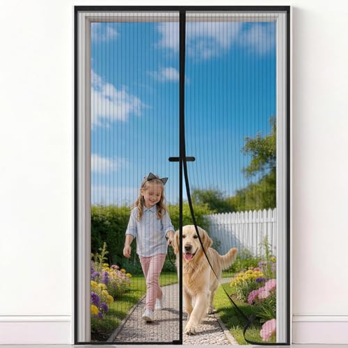 Zanzariera Magnetica 80x160 cm, Zanzariera Porta Finestra Tenda Nero, Zanzariere Magnetiche Balcone, Anti Zanzare Insetti, Chiusura Magnetica Automatica, Protezione completa per vita domestica
