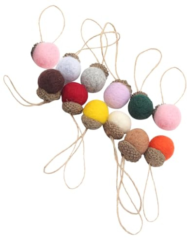ULTECHNOVO 12 Stück Weihnachtsanhänger aus Wollfilz mit Filz Tannenzapfen Hängende Weihnachtsdeko für Innen Außen Bunte Filz Kiefernzapfen Anhänger Zufällige Farbe
